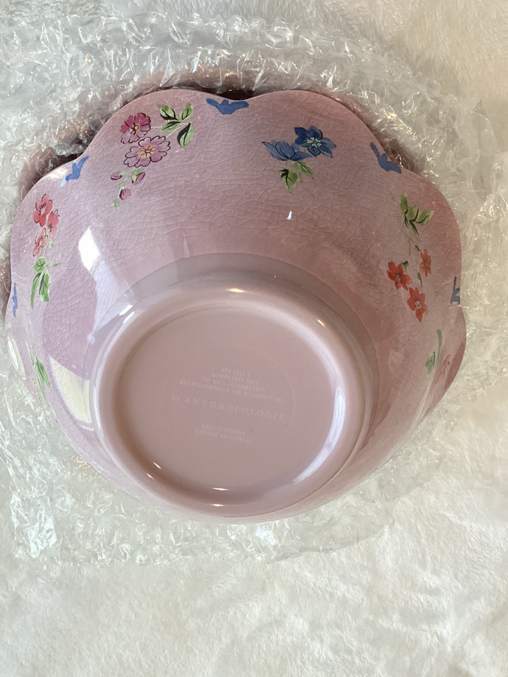 Anthropologie Annette Melamine Bowls Scalloped Lilac Ice Floral Set of 4 Small - Picture 7 of 8